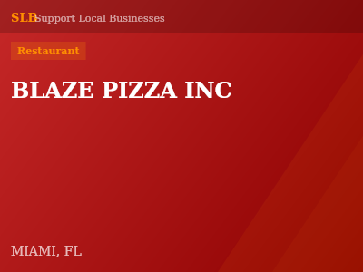 BLAZE PIZZA INC — Restaurant in MIAMI, FL