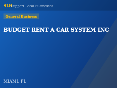 BUDGET RENT A CAR SYSTEM INC — General Business in MIAMI, FL