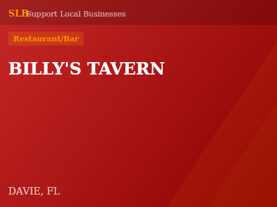 BILLY'S TAVERN — Restaurant/Bar in DAVIE, FL