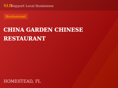 CHINA GARDEN CHINESE RESTAURANT — Restaurant in HOMESTEAD, FL