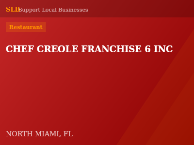 CHEF CREOLE FRANCHISE 6 INC — Restaurant in NORTH MIAMI, FL