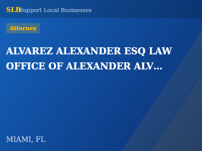 ALVAREZ ALEXANDER ESQ LAW OFFICE OF ALEXANDER ALVAREZ — Attorney in MIAMI, FL