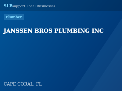JANSSEN BROS PLUMBING INC — Plumber in CAPE CORAL, FL