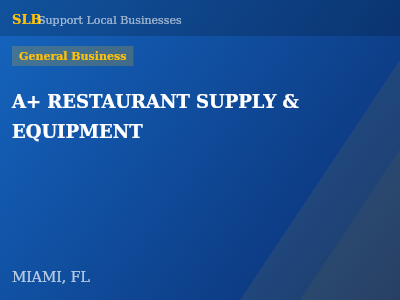 A+ RESTAURANT SUPPLY & EQUIPMENT — General Business in MIAMI, FL