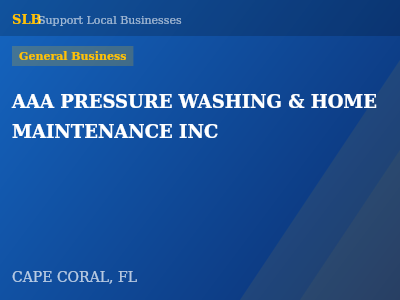 AAA PRESSURE WASHING & HOME MAINTENANCE INC — General Business in CAPE CORAL, FL