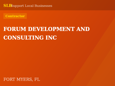 FORUM DEVELOPMENT AND CONSULTING INC — Contractor in FORT MYERS, FL