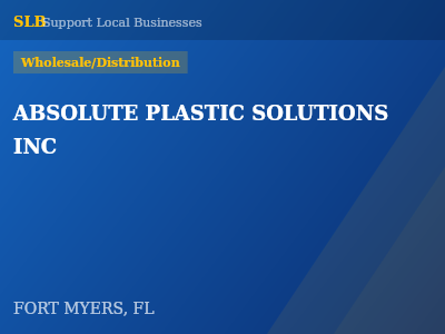 ABSOLUTE PLASTIC SOLUTIONS INC — Wholesale/Distribution in FORT MYERS, FL