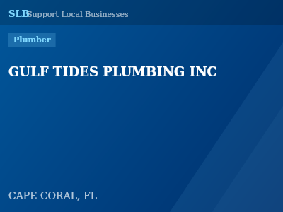 GULF TIDES PLUMBING INC — Plumber in CAPE CORAL, FL
