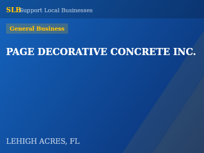 PAGE DECORATIVE CONCRETE INC. — General Business in LEHIGH ACRES, FL