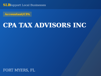 CPA TAX ADVISORS INC — Accountant/CPA in FORT MYERS, FL