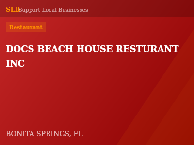 DOCS BEACH HOUSE RESTURANT INC — Restaurant in BONITA SPRINGS, FL