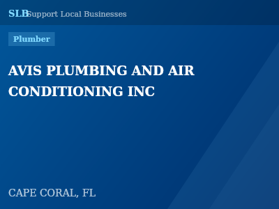 AVIS PLUMBING AND AIR CONDITIONING INC — Plumber in CAPE CORAL, FL