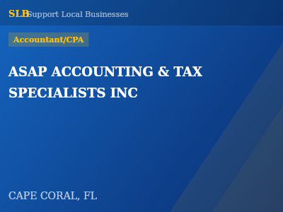 ASAP ACCOUNTING & TAX SPECIALISTS INC — Accountant/CPA in CAPE CORAL, FL