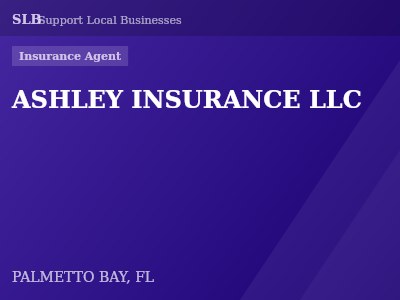 ASHLEY INSURANCE LLC — Insurance Agent in PALMETTO BAY, FL