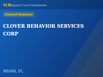 CLOVER BEHAVIOR SERVICES CORP — General Business in MIAMI, FL