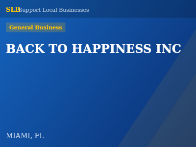 BACK TO HAPPINESS INC — General Business in MIAMI, FL