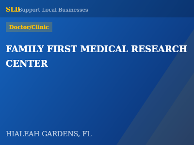 FAMILY FIRST MEDICAL RESEARCH CENTER — Doctor/Clinic in HIALEAH GARDENS, FL