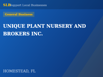 UNIQUE PLANT NURSERY AND BROKERS INC. — General Business in HOMESTEAD, FL