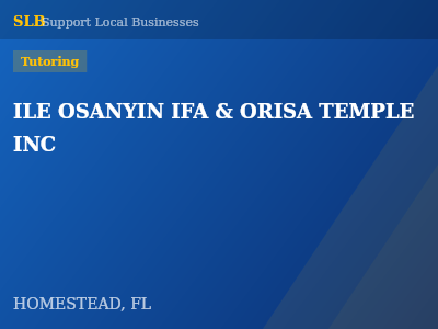 ILE OSANYIN IFA & ORISA TEMPLE INC — Tutoring in HOMESTEAD, FL