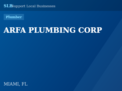 ARFA PLUMBING CORP — Plumber in MIAMI, FL