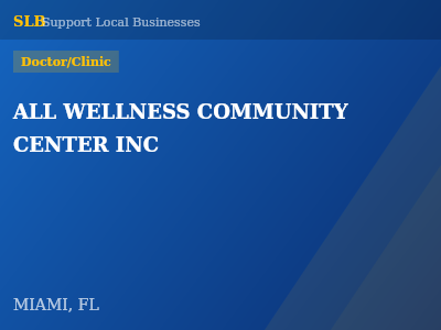 ALL WELLNESS COMMUNITY CENTER INC — Doctor/Clinic in MIAMI, FL