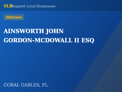 AINSWORTH JOHN GORDON-MCDOWALL II ESQ — Attorney in CORAL GABLES, FL