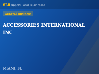ACCESSORIES INTERNATIONAL INC — General Business in MIAMI, FL