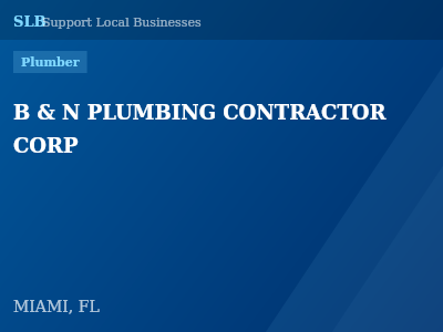 B & N PLUMBING CONTRACTOR CORP — Plumber in MIAMI, FL