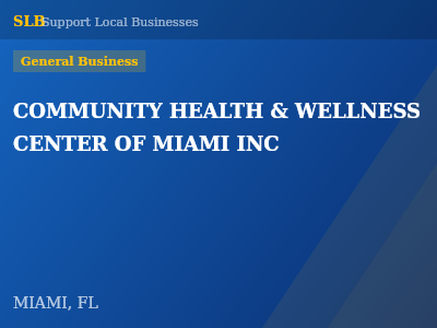 COMMUNITY HEALTH & WELLNESS CENTER OF MIAMI INC — General Business in MIAMI, FL