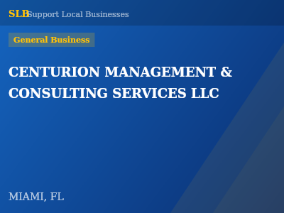 CENTURION MANAGEMENT & CONSULTING SERVICES LLC — General Business in MIAMI, FL