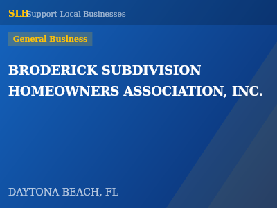 BRODERICK SUBDIVISION HOMEOWNERS ASSOCIATION, INC. — General Business in DAYTONA BEACH, FL