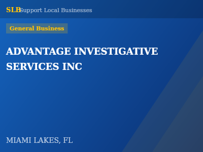 ADVANTAGE INVESTIGATIVE SERVICES INC — General Business in MIAMI LAKES, FL