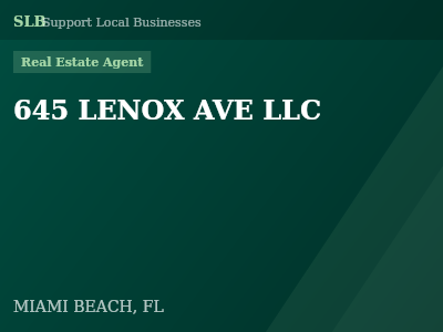 645 LENOX AVE LLC — Real Estate Agent in MIAMI BEACH, FL