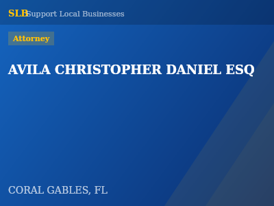 AVILA CHRISTOPHER DANIEL ESQ — Attorney in CORAL GABLES, FL