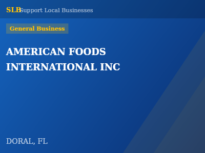 AMERICAN FOODS INTERNATIONAL INC — General Business in DORAL, FL