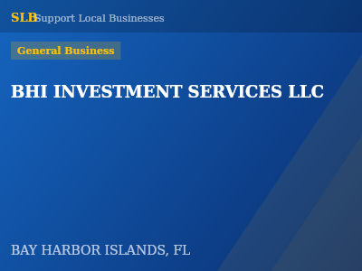 BHI INVESTMENT SERVICES LLC — General Business in BAY HARBOR ISLANDS, FL