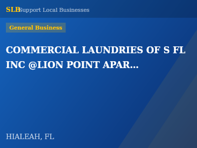 COMMERCIAL LAUNDRIES OF S FL INC @LION POINT APARTMENTS — General Business in HIALEAH, FL
