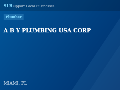 A B Y PLUMBING USA CORP — Plumber in MIAMI, FL