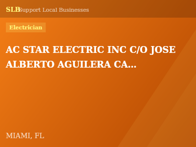 AC STAR ELECTRIC INC C/O JOSE ALBERTO AGUILERA CARPIO QUALIFER — Electrician in MIAMI, FL