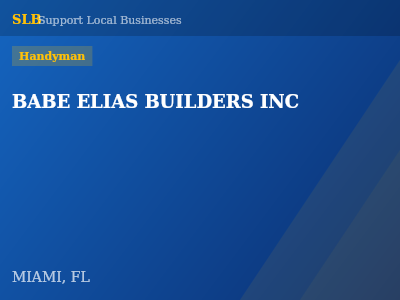 BABE ELIAS BUILDERS INC — Handyman in MIAMI, FL