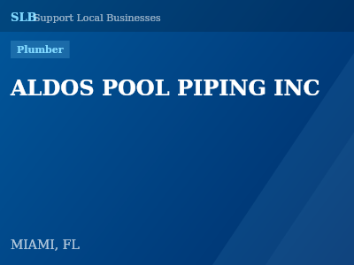 ALDOS POOL PIPING INC — Plumber in MIAMI, FL