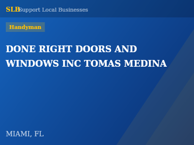 DONE RIGHT DOORS AND WINDOWS INC TOMAS MEDINA — Handyman in MIAMI, FL