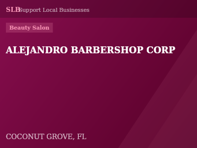 ALEJANDRO BARBERSHOP CORP — Beauty Salon in COCONUT GROVE, FL