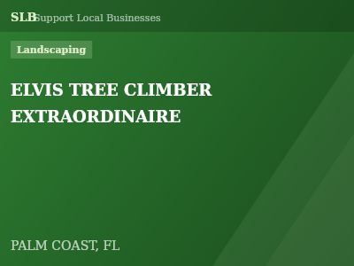 ELVIS TREE CLIMBER EXTRAORDINAIRE — Landscaping in PALM COAST, FL