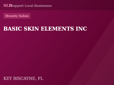 BASIC SKIN ELEMENTS INC — Beauty Salon in KEY BISCAYNE, FL