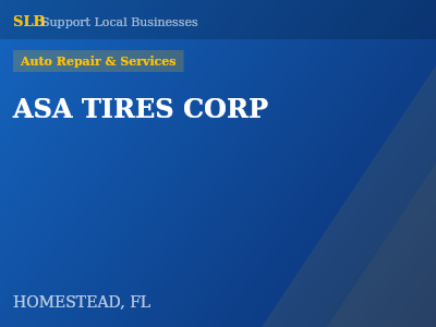 ASA TIRES CORP — Auto Repair & Services in HOMESTEAD, FL