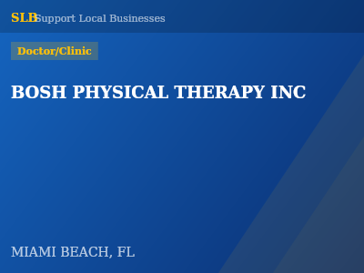 BOSH PHYSICAL THERAPY INC — Doctor/Clinic in MIAMI BEACH, FL