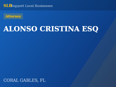 ALONSO CRISTINA ESQ — Attorney in CORAL GABLES, FL