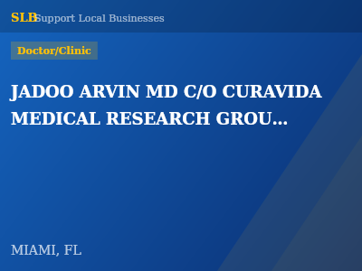 JADOO ARVIN MD C/O CURAVIDA MEDICAL RESEARCH GROUP LLC — Doctor/Clinic in MIAMI, FL