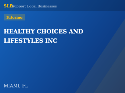 HEALTHY CHOICES AND LIFESTYLES INC — Tutoring in MIAMI, FL
